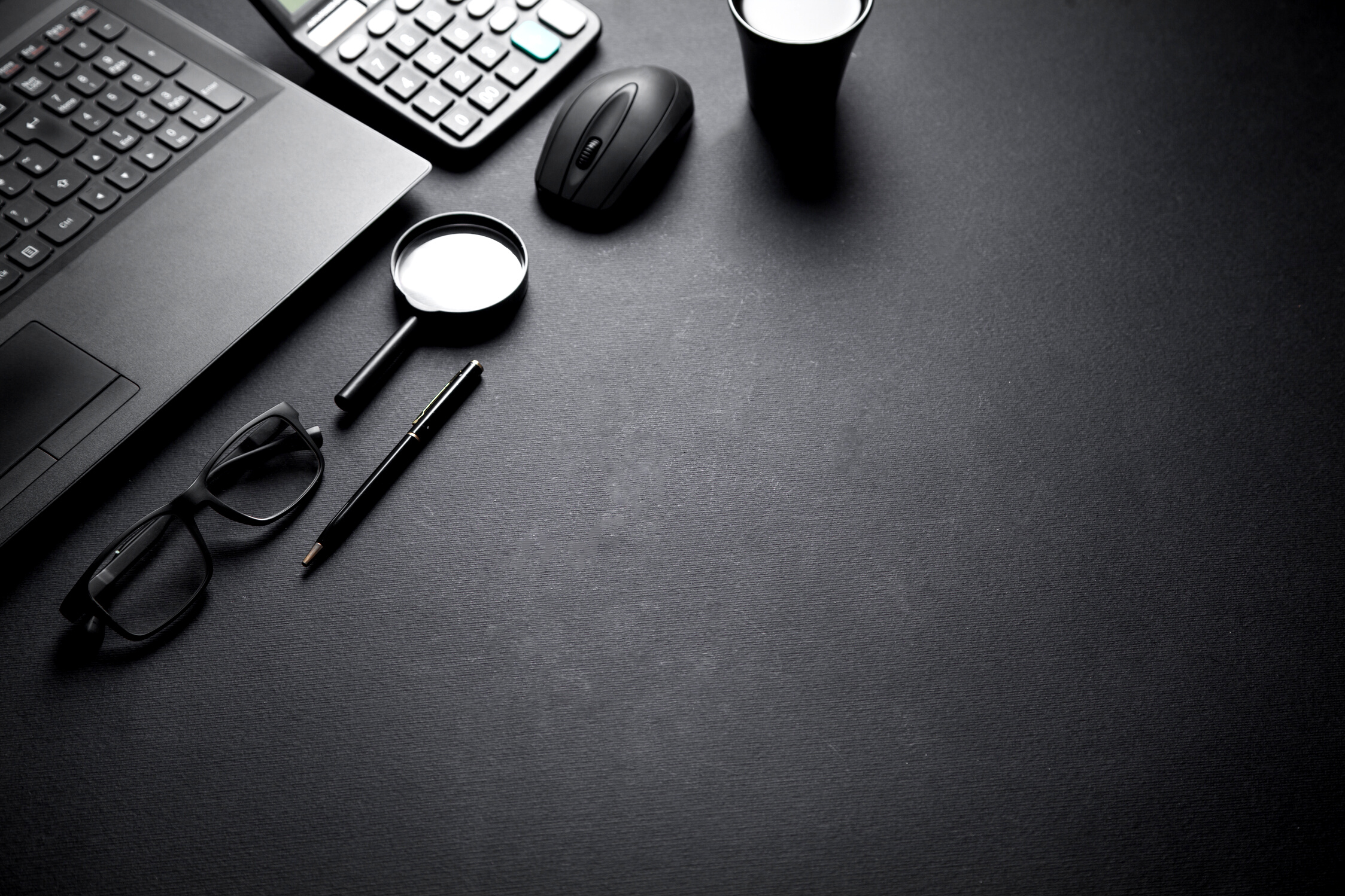 Black office desk. Business workplace